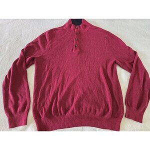 Brooks Brothers Mens Sweater Size Large Cotton Cashmere Red Collared